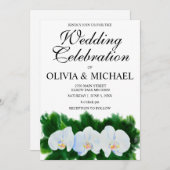 Elegante waterverf witte orchideeën kaart (Voorkant / Achterkant)