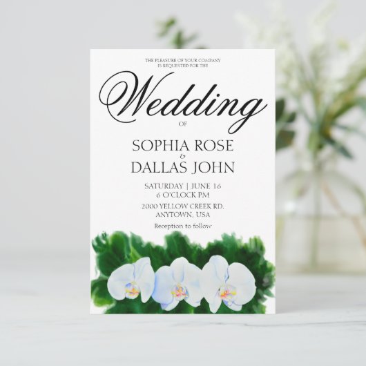 Elegante waterverf witte orchideeën kaart (Staand voorkant)