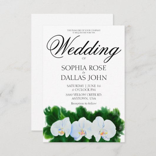 Elegante waterverf witte orchideeën kaart (Voorkant / Achterkant)