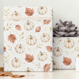Elegante Waterverf Witte Pompoen Thanksgiving  Cadeaupapier