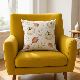 Elegante Waterverf Witte Pompoen Thanksgiving Kussen