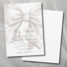 Elegante Waterverf Witte Strik Baby Shower
