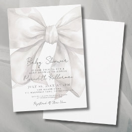 Elegante Waterverf Witte Strik Baby Shower Kaart