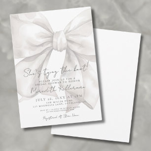 Elegante Waterverf Witte Strik Bruidsdouche Kaart