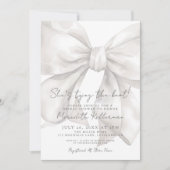 Elegante Waterverf Witte Strik Bruidsdouche Kaart (Voorkant)
