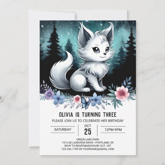 Elegante Waterverf Wolf verjaardag Kaart (Voorkant)