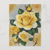 Elegante Waterverf Yellow Roses Briefkaart (Voorkant)