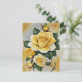 Elegante Waterverf Yellow Roses Briefkaart (Staand voorkant)
