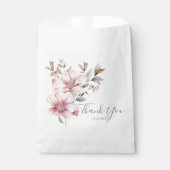 Elegante Waterverf Zacht Roze Bloemen Dank u Bedankzakje (Voorkant)