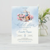 Elegante waterverf zacht roze rozen theefeest kaart (Staand voorkant)