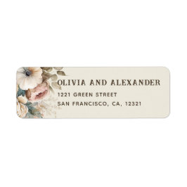 Elegante waterverf zachte tuin bloemrijke boho bru etiket