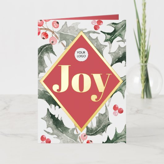 Elegante Waterverf Zakelijke Kerst Kaarten Logo (Voorkant)