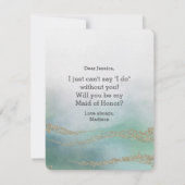 Elegante Waterverf zal je mijn bruidsmeisje zijn Kaart (Achterkant)