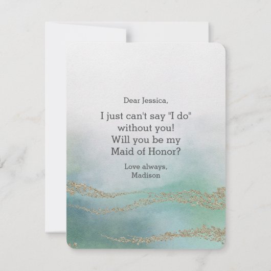 Elegante Waterverf zal je mijn bruidsmeisje zijn Kaart (Achterkant)