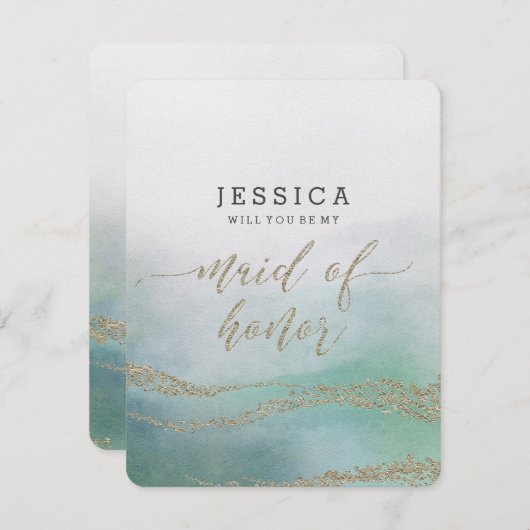Elegante Waterverf zal je mijn bruidsmeisje zijn Kaart (Voorkant / Achterkant)