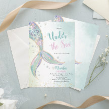 Elegante Waterverf Zeemeermin Staart Onder 2e Verj