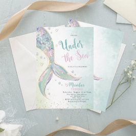 Elegante Waterverf Zeemeermin Staart Onder 2e Verj Kaart