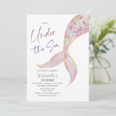 Elegante Waterverf Zeemeermin Staart Onder 3e Verj Kaart (Staand voorkant)