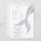 Elegante Waterverf Zeemeermin Staart Onder 4 Geboo Kaart (Voorkant)