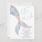 Elegante Waterverf Zeemeermin Staart Onder 5 Geboo Kaart (Voorkant)