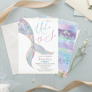 Elegante Waterverf Zeemeermin Staart Onder 5 Geboo Kaart