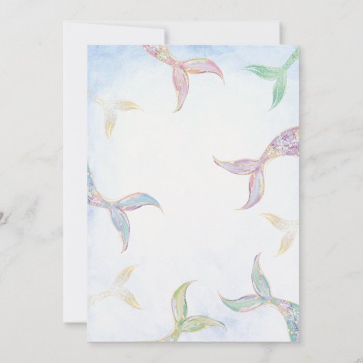 Elegante Waterverf Zeemeermin Staart Onder het Zee Kaart (Achterkant)