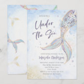 Elegante Waterverf Zeemeermin Staart Onder het Zee Kaart (Voorkant / Achterkant)