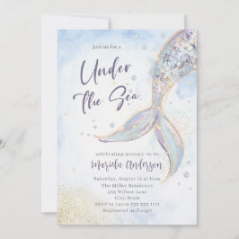 Elegante Waterverf Zeemeermin Staart Onder het Zee Kaart