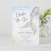 Elegante Waterverf Zeemeermin Staart Onder het Zee Kaart (Staand voorkant)