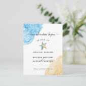 Elegante Waterverf Zeesterren Kust Save The Date Aankondigingskaart (Staand voorkant)