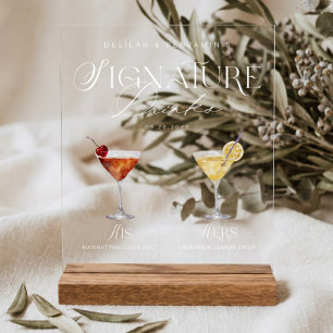 Elegante waterverf Zijn Haar Signature-drank bruil Acryl Bord