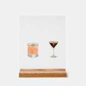 Elegante Waterverf Zijn Haar Signature Drink Bruil Acryl Bord (Voorkant)