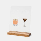 Elegante Waterverf Zijn Haar Signature Drink Bruil Acryl Bord (Hoek)