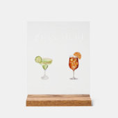 Elegante Waterverf Zijn Haar Signature Drink Bruil Acryl Bord (Voorkant)