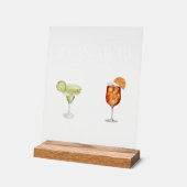 Elegante Waterverf Zijn Haar Signature Drink Bruil Acryl Bord (Hoek)