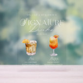 Elegante Waterverf Zijn Haar Signature Drink Bruil Acryl Bord (Neutraal)