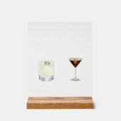 Elegante Waterverf Zijn Haar Signature Drink Bruil Acryl Bord (Voorkant)