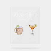 Elegante Waterverf Zijn Haar Signature Drink Bruil Acryl Bord (Voorkant)