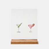 Elegante Waterverf Zijn Haar Signature Drink Bruil Acryl Bord (Voorkant)