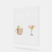 Elegante Waterverf Zijn Haar Signature Drink Bruil Acryl Bord (Hoek)