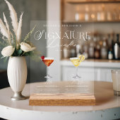 Elegante Waterverf Zijn Haar Signature Drink Bruil Acryl Bord