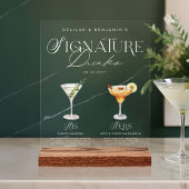 Elegante Waterverf Zijn Haar Signature Drink Bruil Acryl Bord