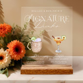 Elegante Waterverf Zijn Haar Signature Drink Bruil Acryl Bord