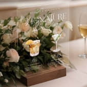 Elegante Waterverf Zijn Haar Signature Drink Bruil Acryl Bord