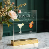 Elegante Waterverf Zijn Haar Signature Drink Bruil Acryl Bord