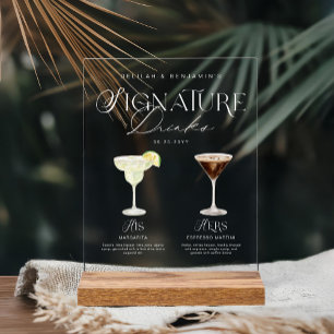 Elegante Waterverf Zijn Haar Signature Drink Bruil Acryl Bord