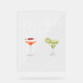 Elegante Waterverf Zijn Haar Signature Drink Bruil Acryl Bord (Voorkant)