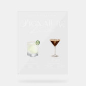 Elegante Waterverf Zijn Haar Signature Drink Bruil Acryl Bord (Voorkant)