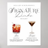 Elegante Waterverf Zijn Haar Signature Drink Bruil Poster (Voorkant)