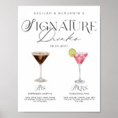 Elegante Waterverf Zijn Haar Signature Drink Bruil Poster (Voorkant)